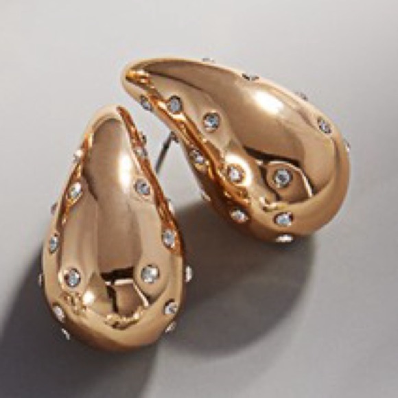 Boutique Jewelry - Shiny Gold Shimmer Water drop Earrings (1114)